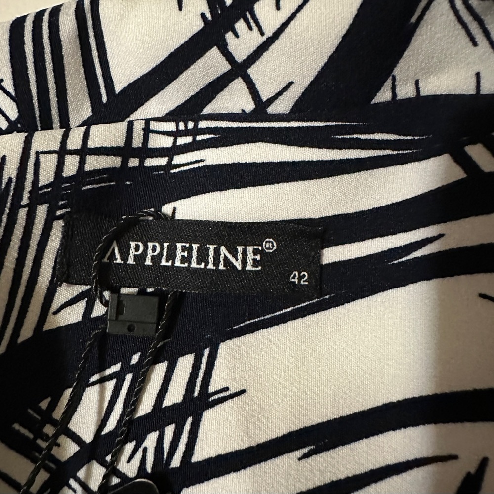 NWT Appleline Women's Cardigan Dress Long Sleeve Palm Print Black White Size 42 - Picture 7 of 11